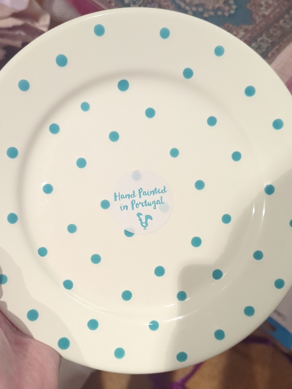 Blue Polka Dot Ceramic Plates (4)